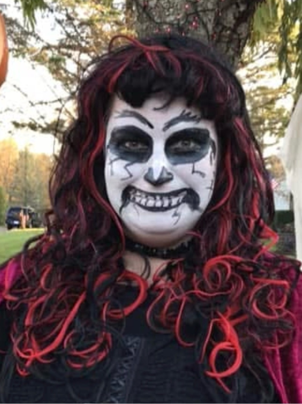 Red black long curly wig Halloween/costume/cosplay